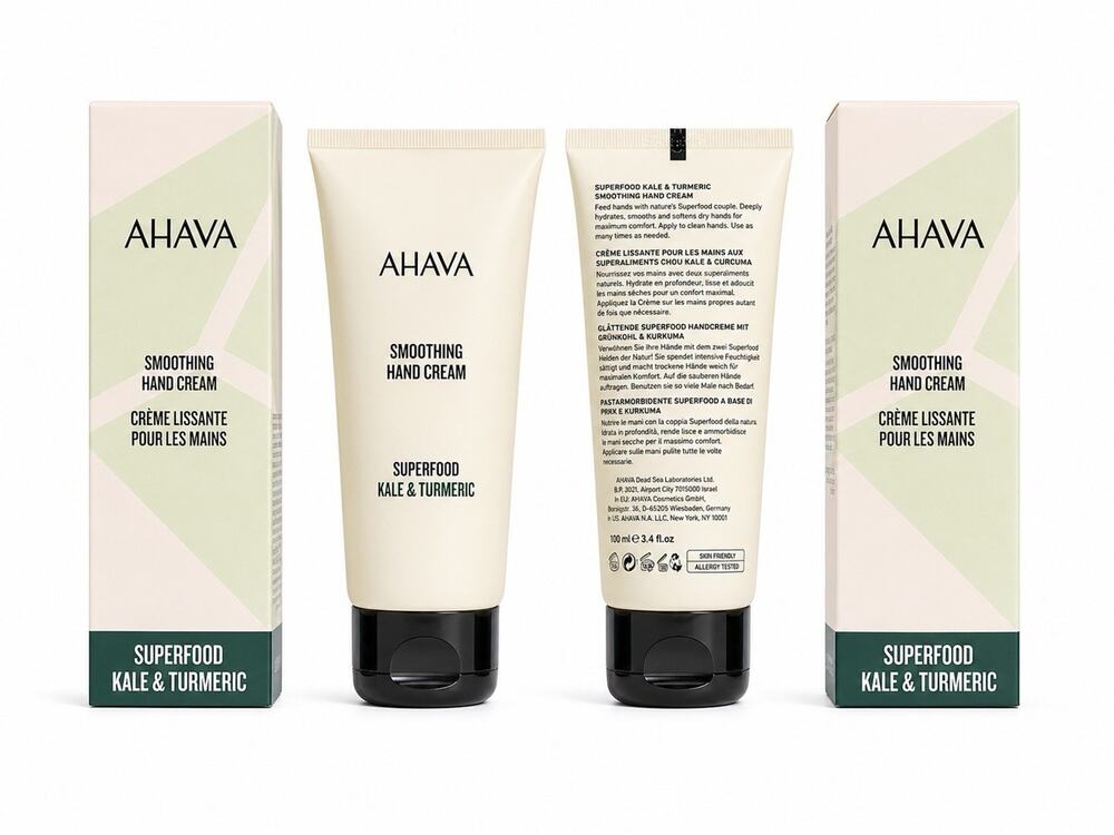 AHAVA Smoothing Hand Cream Kale & Turmeric 3.4 fl oz 100ml Duo Set New